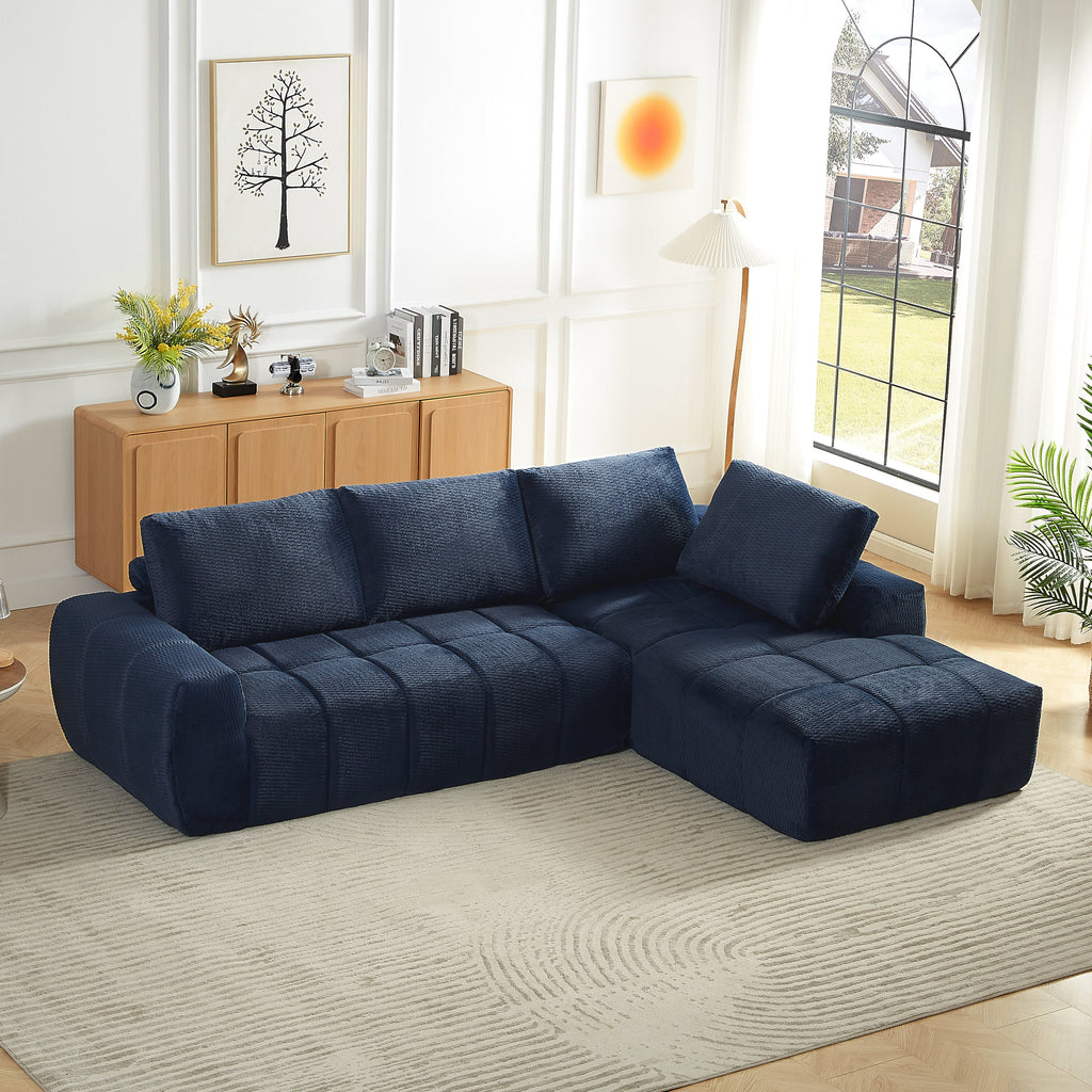 Sectional Sofa l Shape Faux Fur Oversized Sleeper