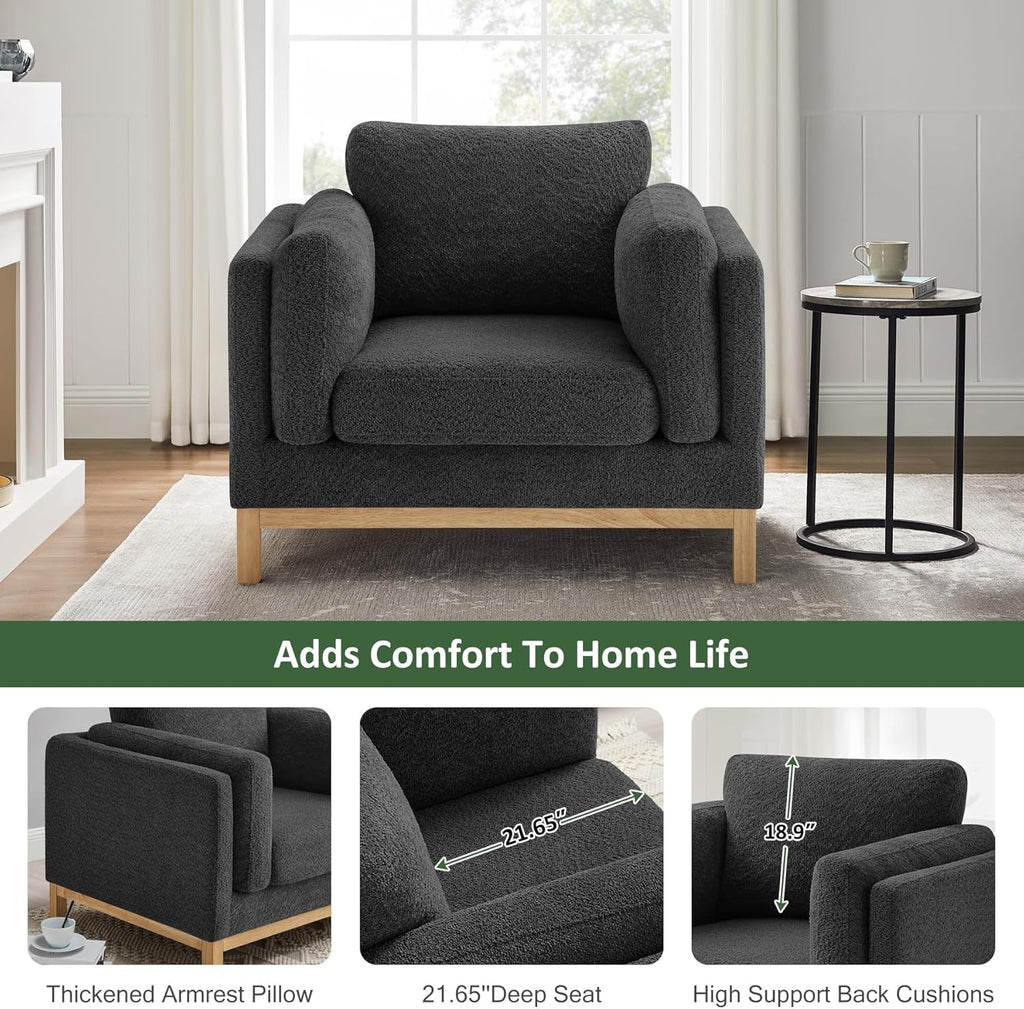 Oversized Accent Chair Dark Grey Upholstered Armchair