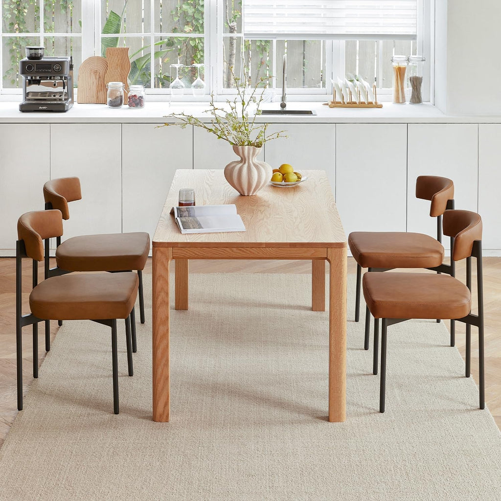 Brown Faux Leather Armless Upholstered Dining Chairs