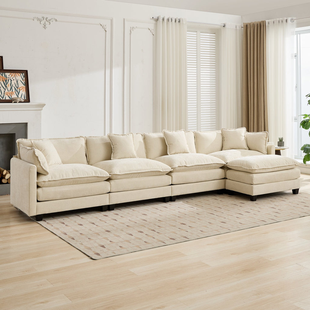 Cloud 4 Seats Sofa (Ottoman is not included) with Chenille Fabric in Beige