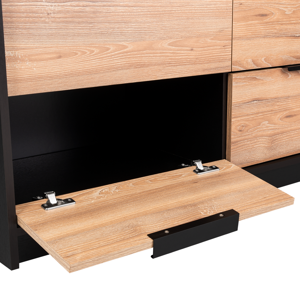 Dresser Modern 4-Drawer Pine Particle Board Black Handles Set of 2 42.1 In