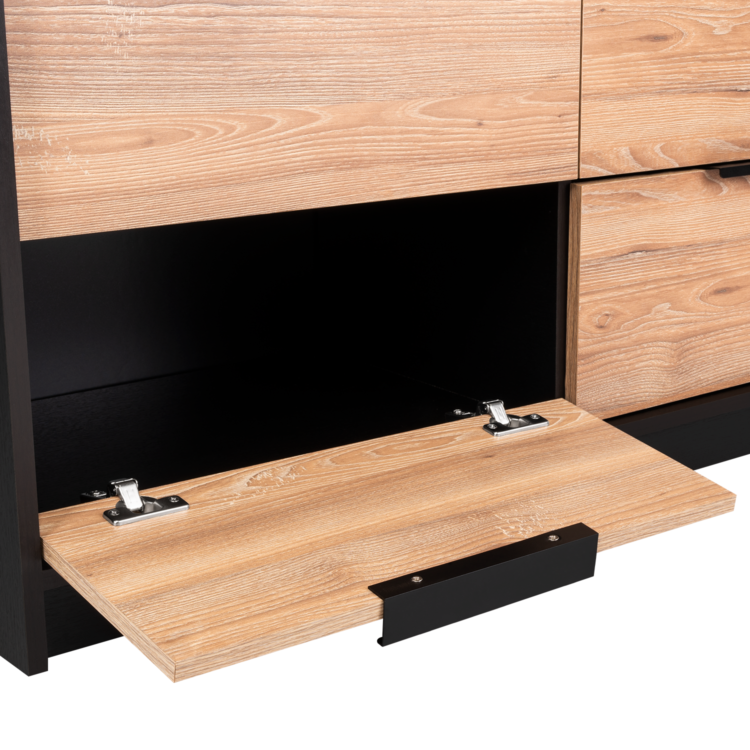 Dresser Modern 4-Drawer Pine Particle Board Black Handles Set of 2 42.1 In
