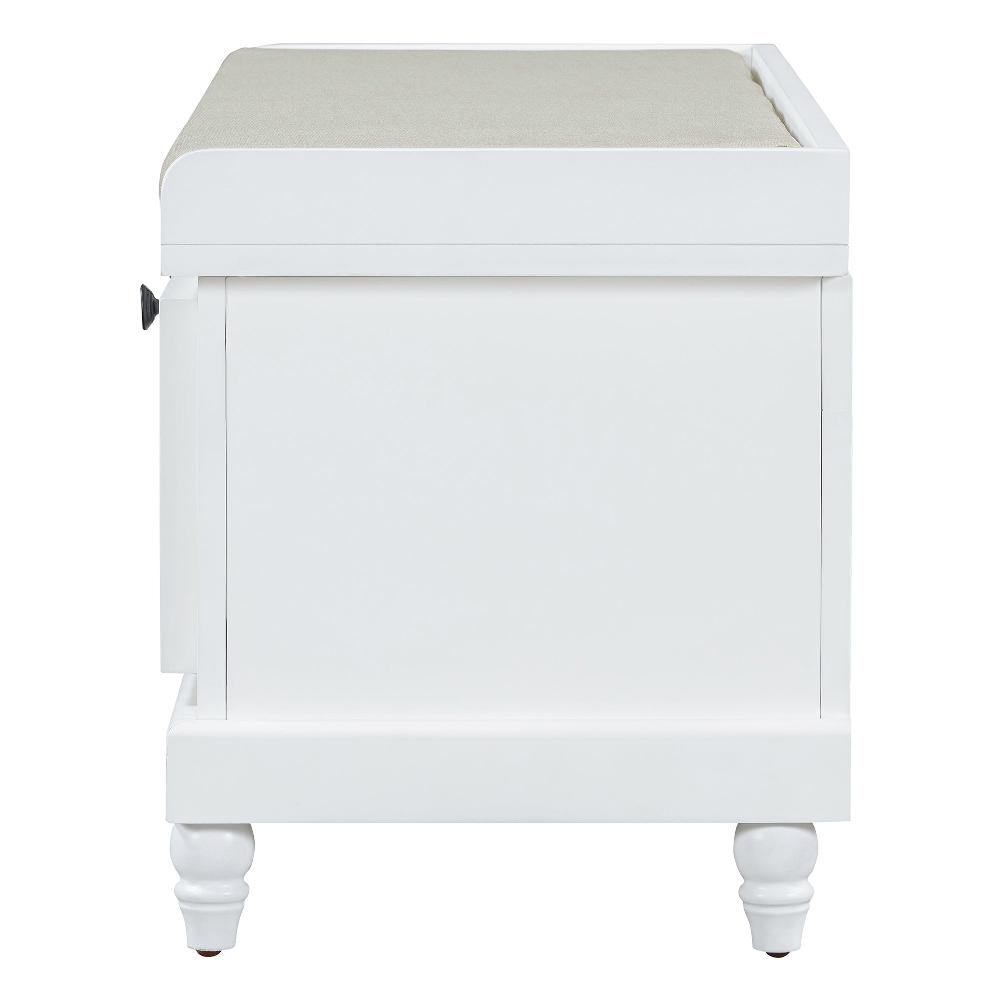 Entry Bench Fluted MDF White Cushioned Seat 3 Drawers 44x16x19 In 220 LB