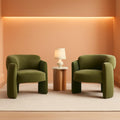 Velvet Green Barrel Armchairs Set Of 2 For Living Room Decor