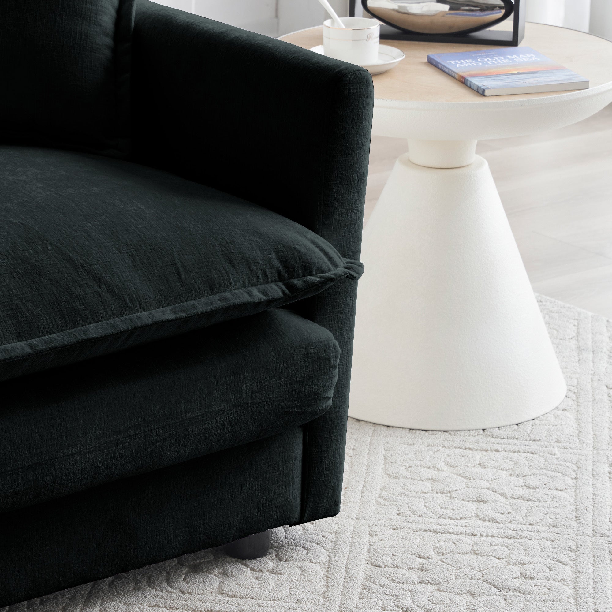 Mid-Century Modern Couch 3-Seater Sofa with Pillows