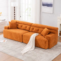Reconfigurable 4-Seater Sectional Sofa with Wood Grain Chenille Fabric, Amber Orange Modular Sofa with 2 Pillows, High-Density Sponge Couch for Living Room & Apartment