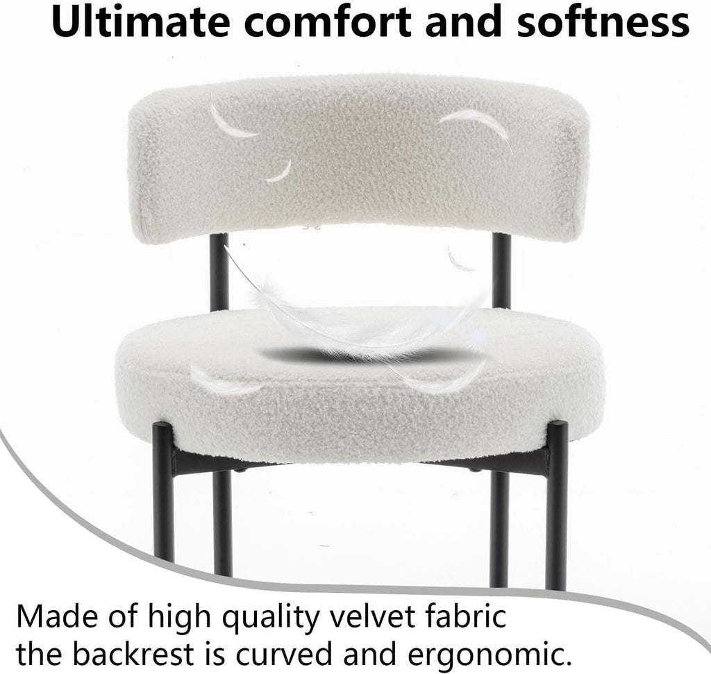 Boucle Bar Stools Set Of 3 24 Inch White Upholstered Counter Stools With Backs