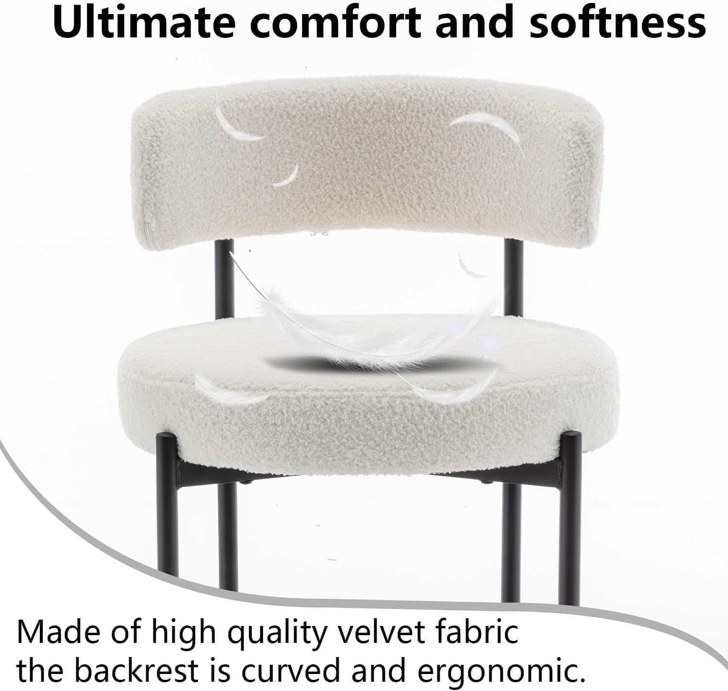 Boucle Bar Stools Set Of 3 24 Inch White Upholstered Counter Stools With Backs