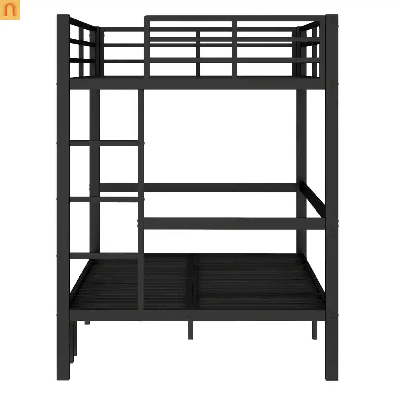Bunk Bed Twin Xl Over Twin Xl Metal Black with Three Section Pull Out Lower Bunk