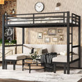 Bunk Bed Twin Xl Over Twin Xl Metal Black with Three Section Pull Out Lower Bunk