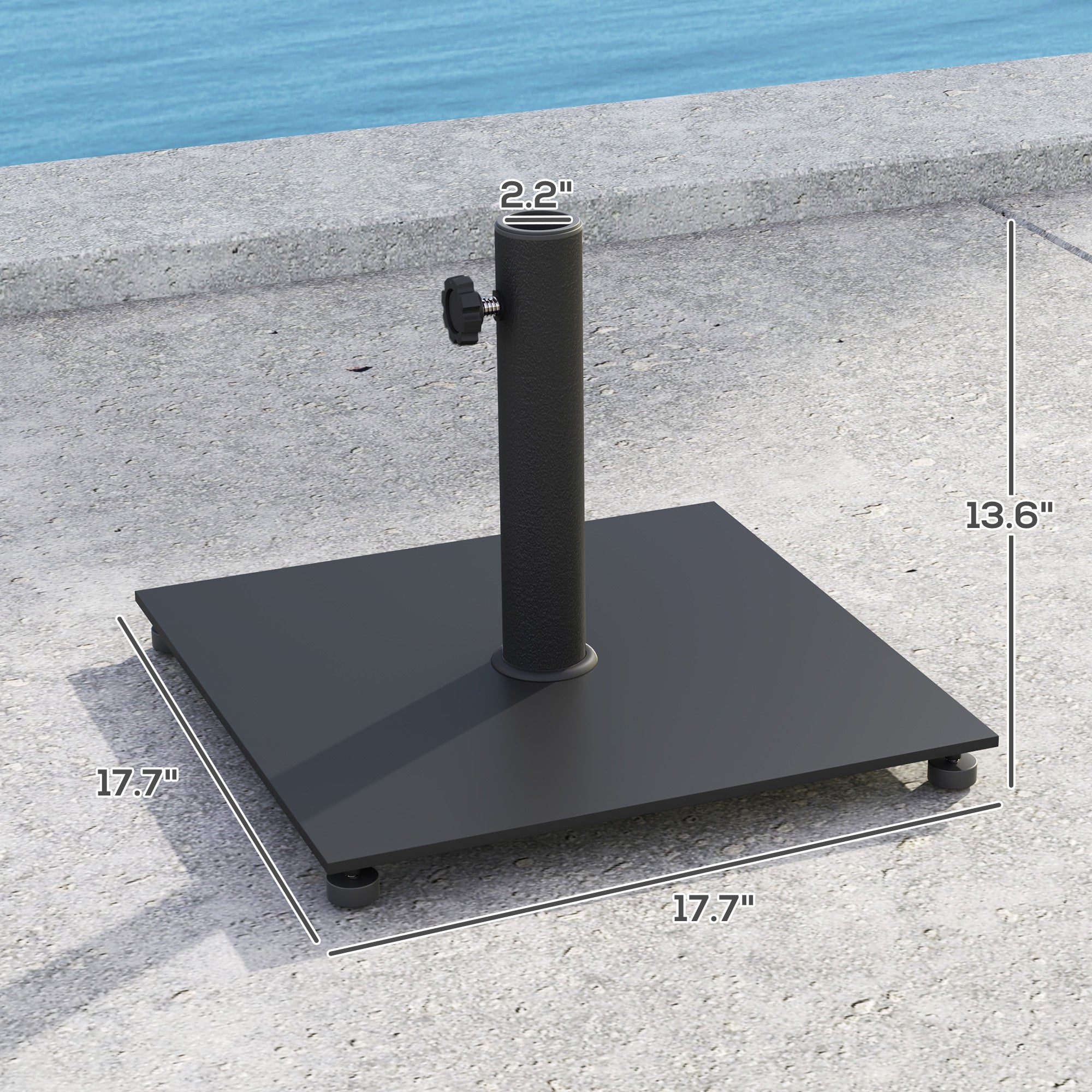 Umbrella Stand Base Square Metal with Adjustable Foot Pads Heavy Duty