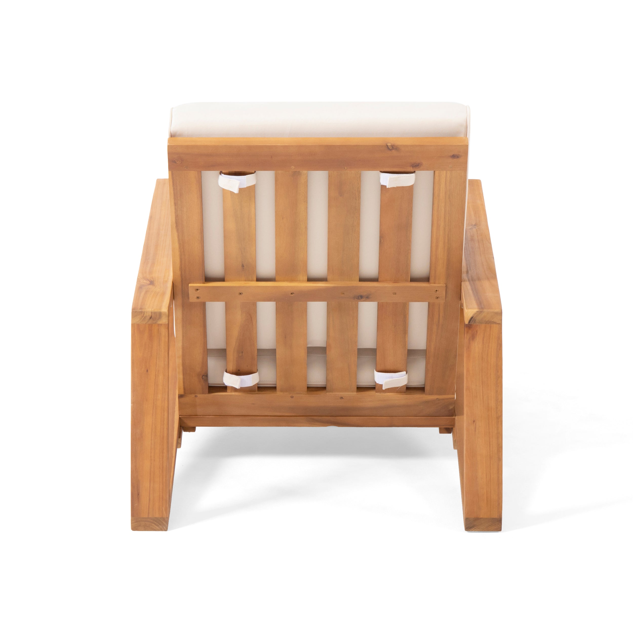 Outdoor Lounge Chair Adirondack Acacia Wood Beige Cushion 400 LB