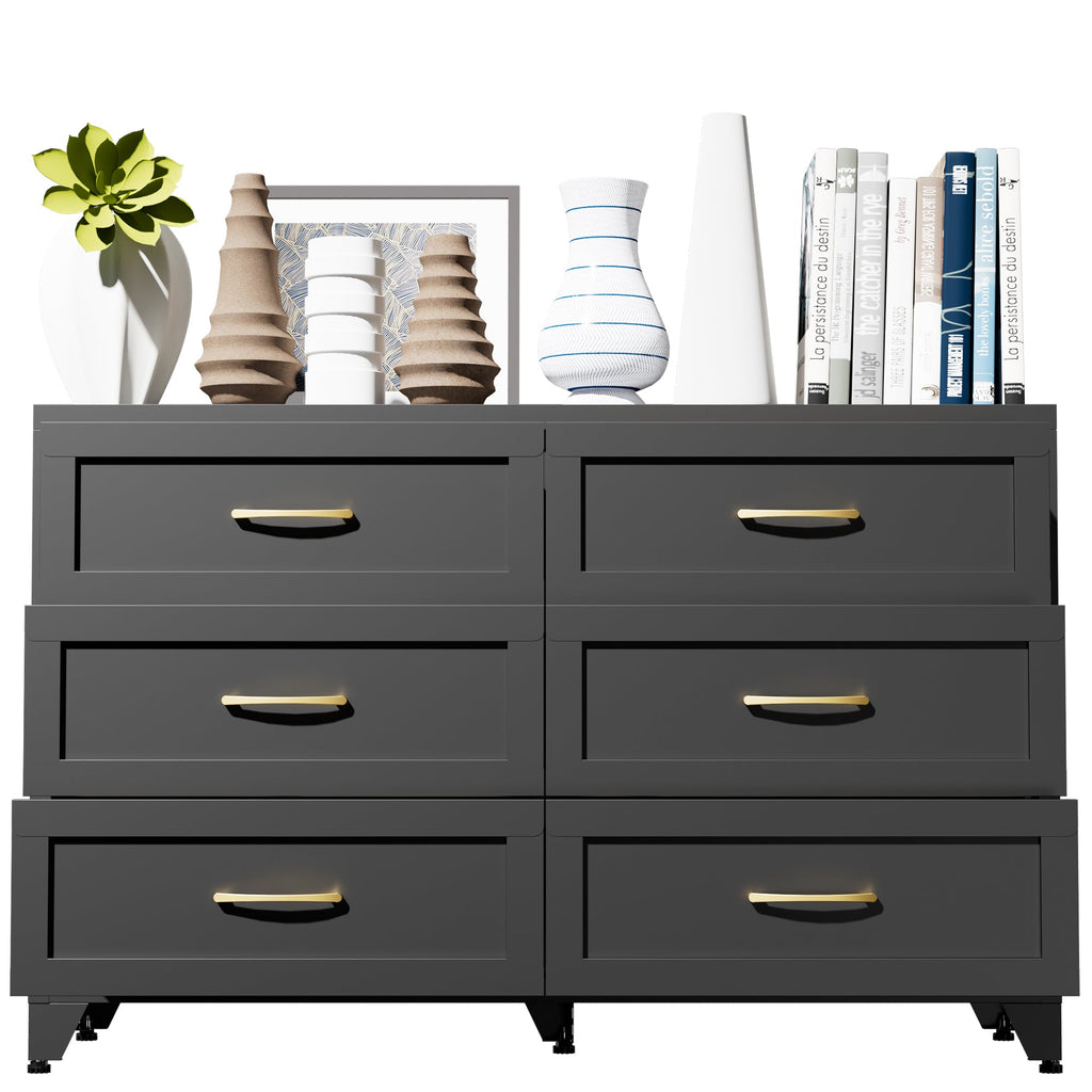 Dresser 6-Drawer Black Steel Smooth-Glide Powder Coat 47.3x15.8x30 In
