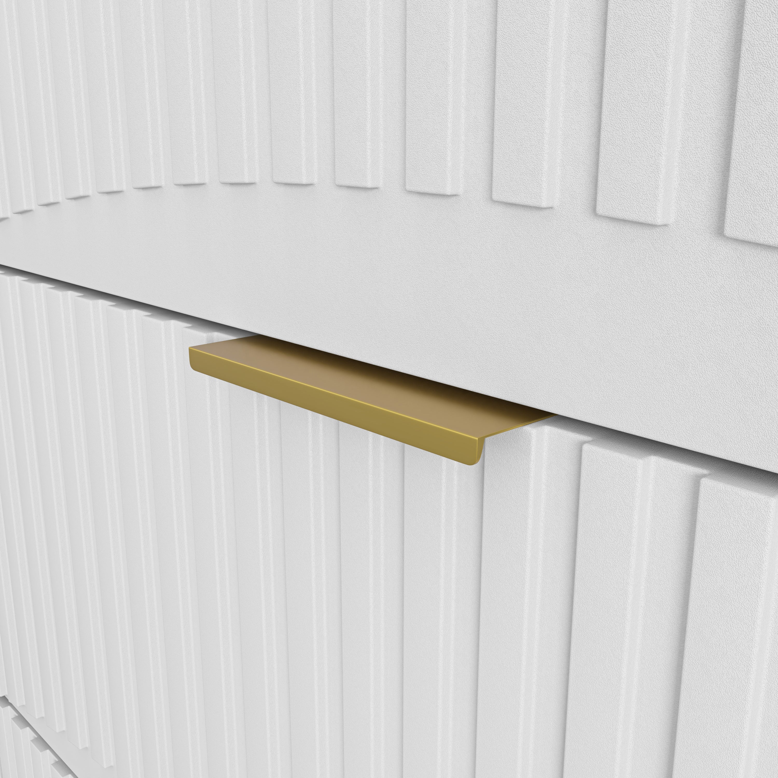 Dresser Classic 9-Drawer White Particle Board Gold Handles 63x15.74 In
