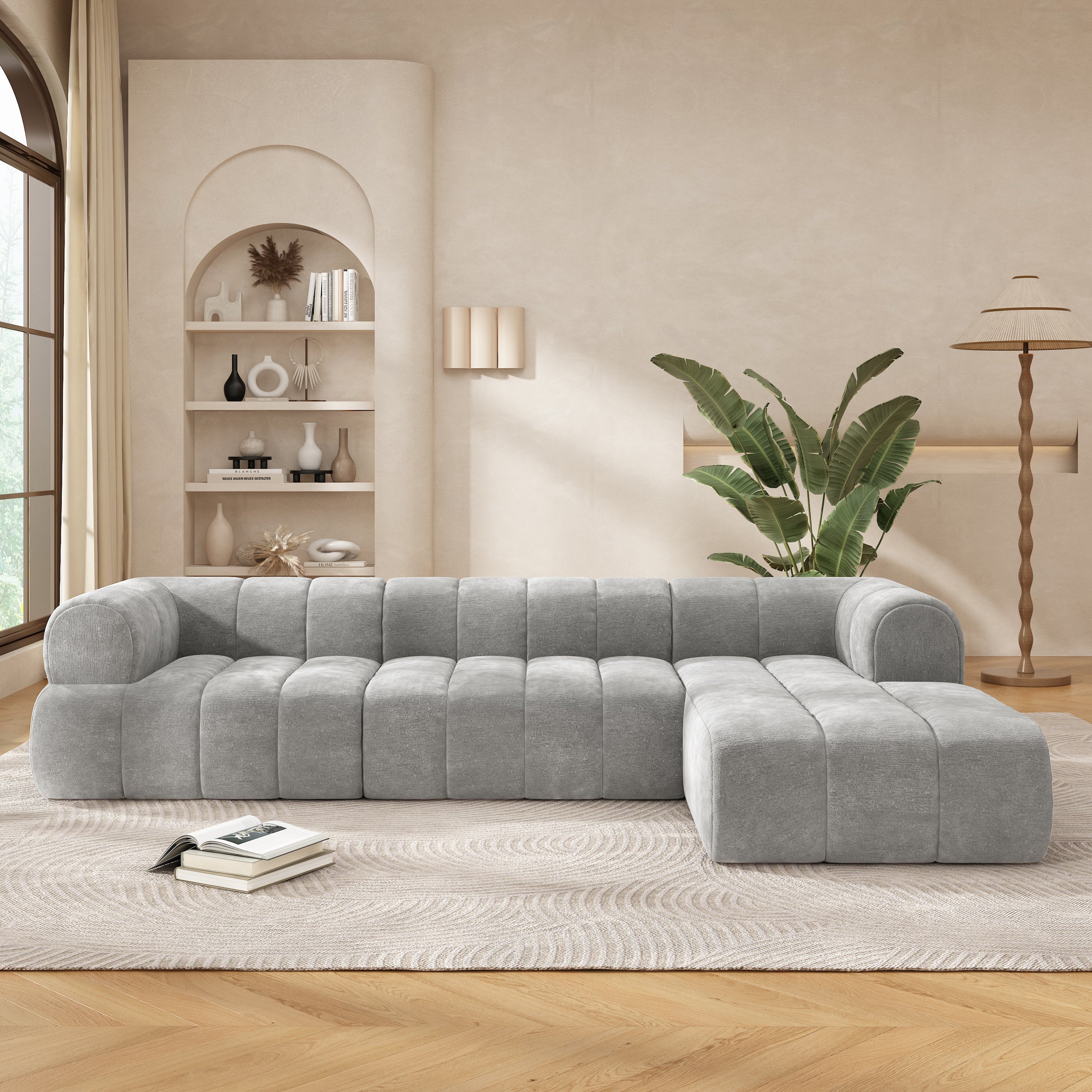Sectional Sofa l Shaped Modern with Chaise Right Hand Facing 2 Piece Set