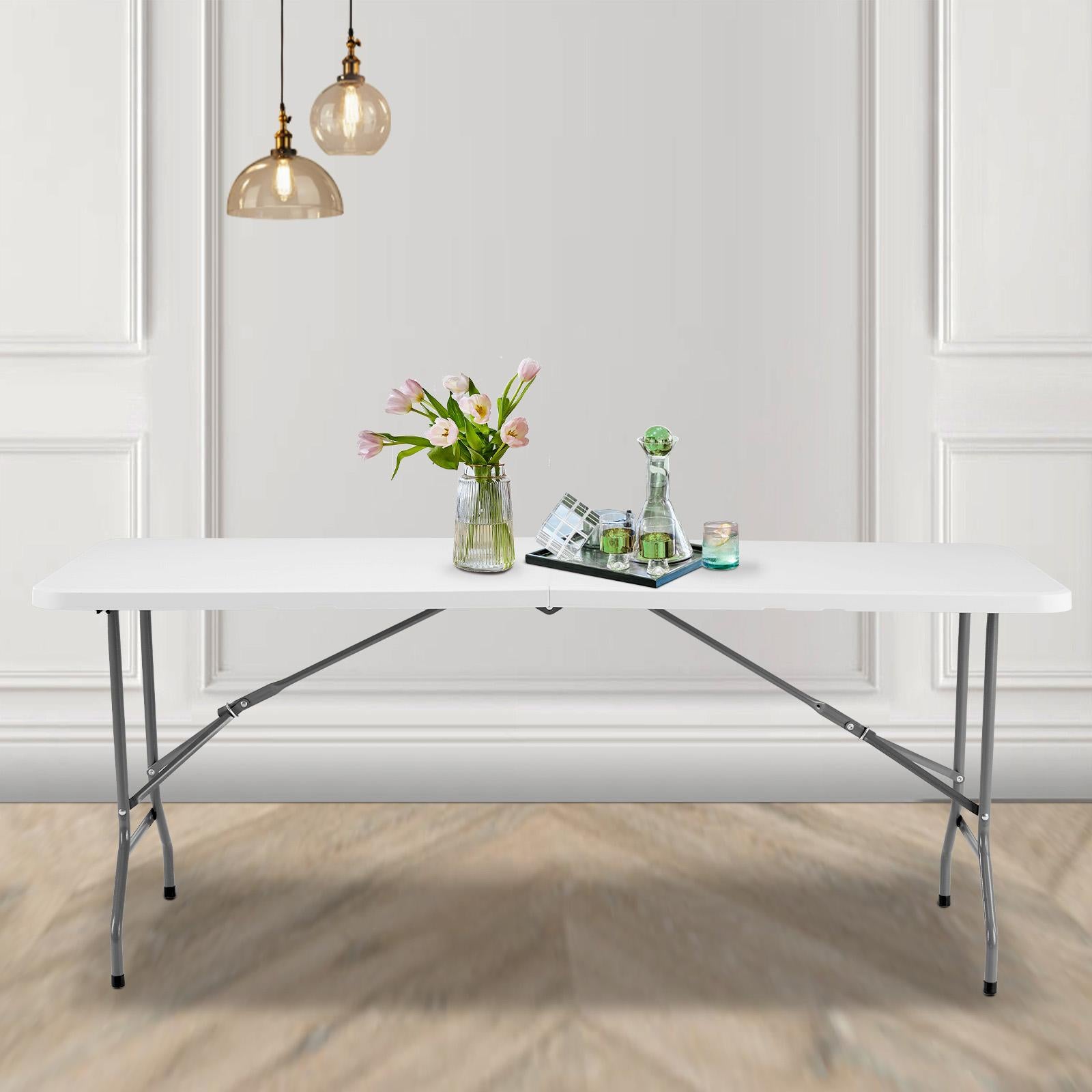 Folding Table Outdoor Indoor Heavy Duty Portable Table with Carrying Handle for Camping Picnic Party