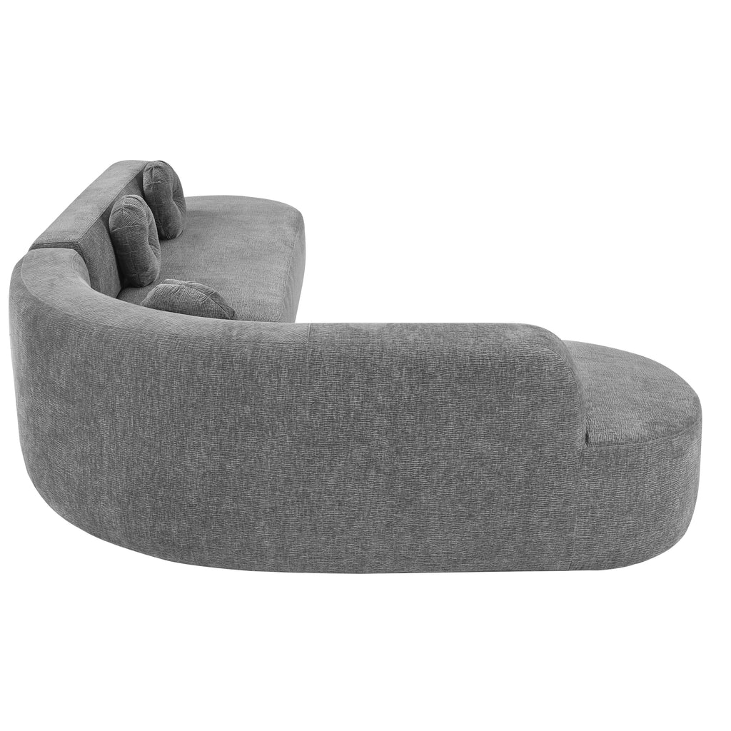 Sofa Sectional Modern Curved Design Soft Fabric Upholstery Roomy 122 Inch Length