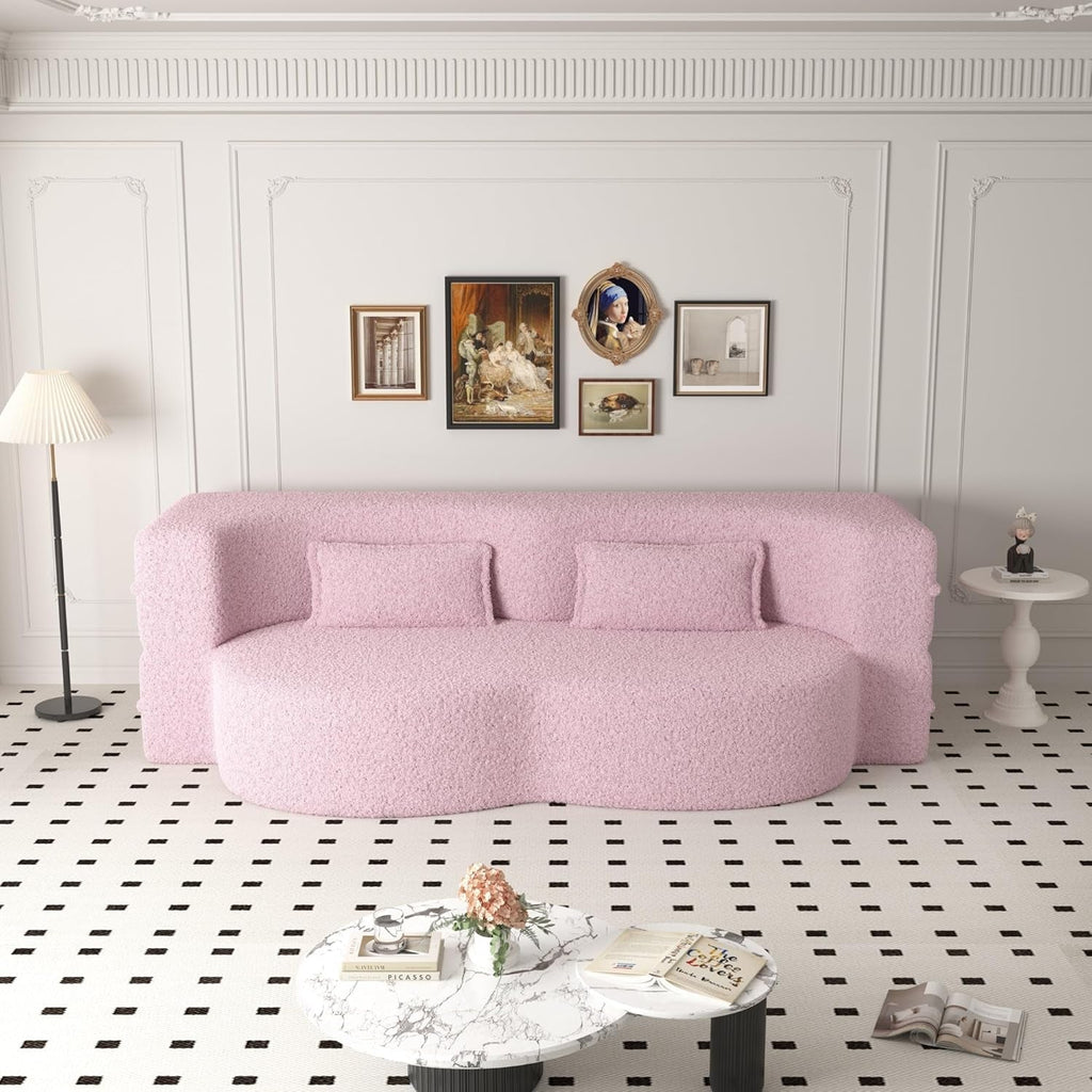Powder Pink Ultra Comfort Contemporary Foldable Sleeper Sofa