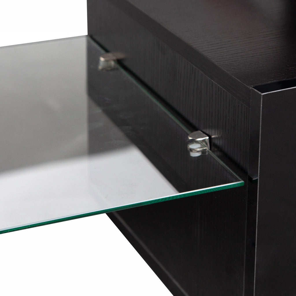 TV Stand High Gloss LED Black MDF Storage Cabinet Fits 65 In TV
