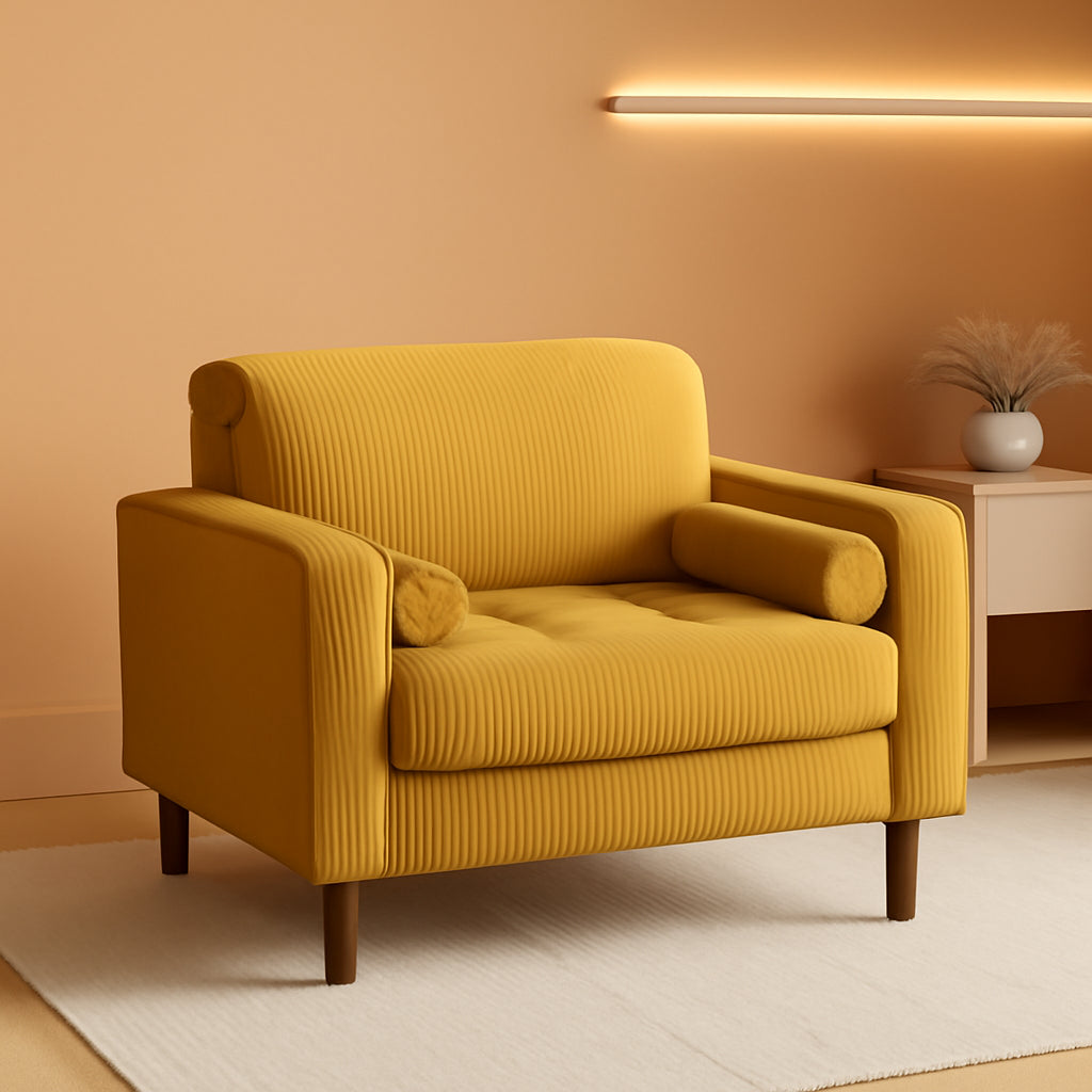 Mid Century Modern Oversized Corduroy Accent Chair
