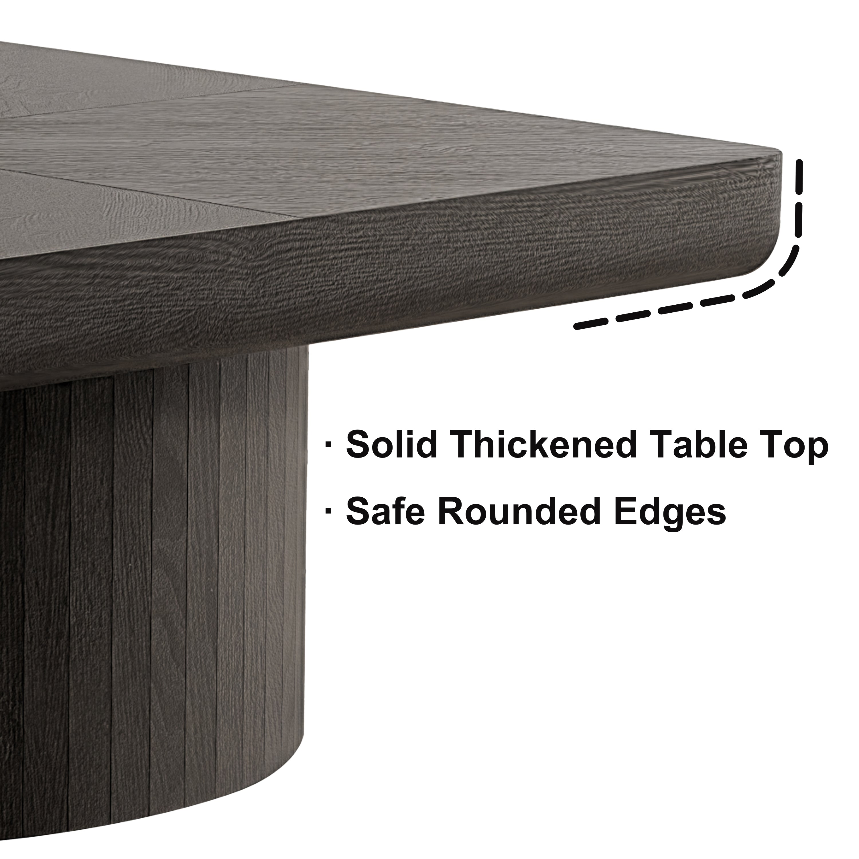 2-Piece Wood Nesting Coffee Tables, Fluted Pedestal, Living Room, Black