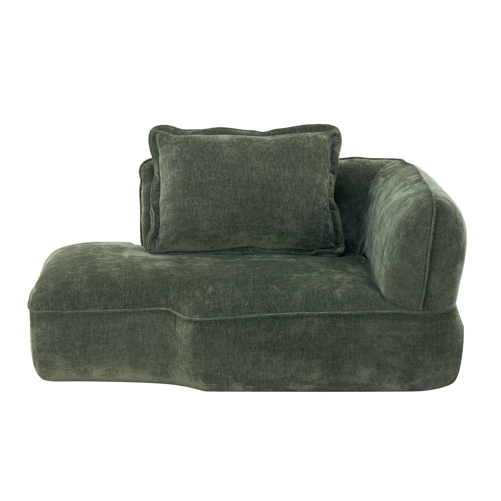 Sectional Sofa L-Shape Deep Seat Polyester Green 4 Seat 121 In