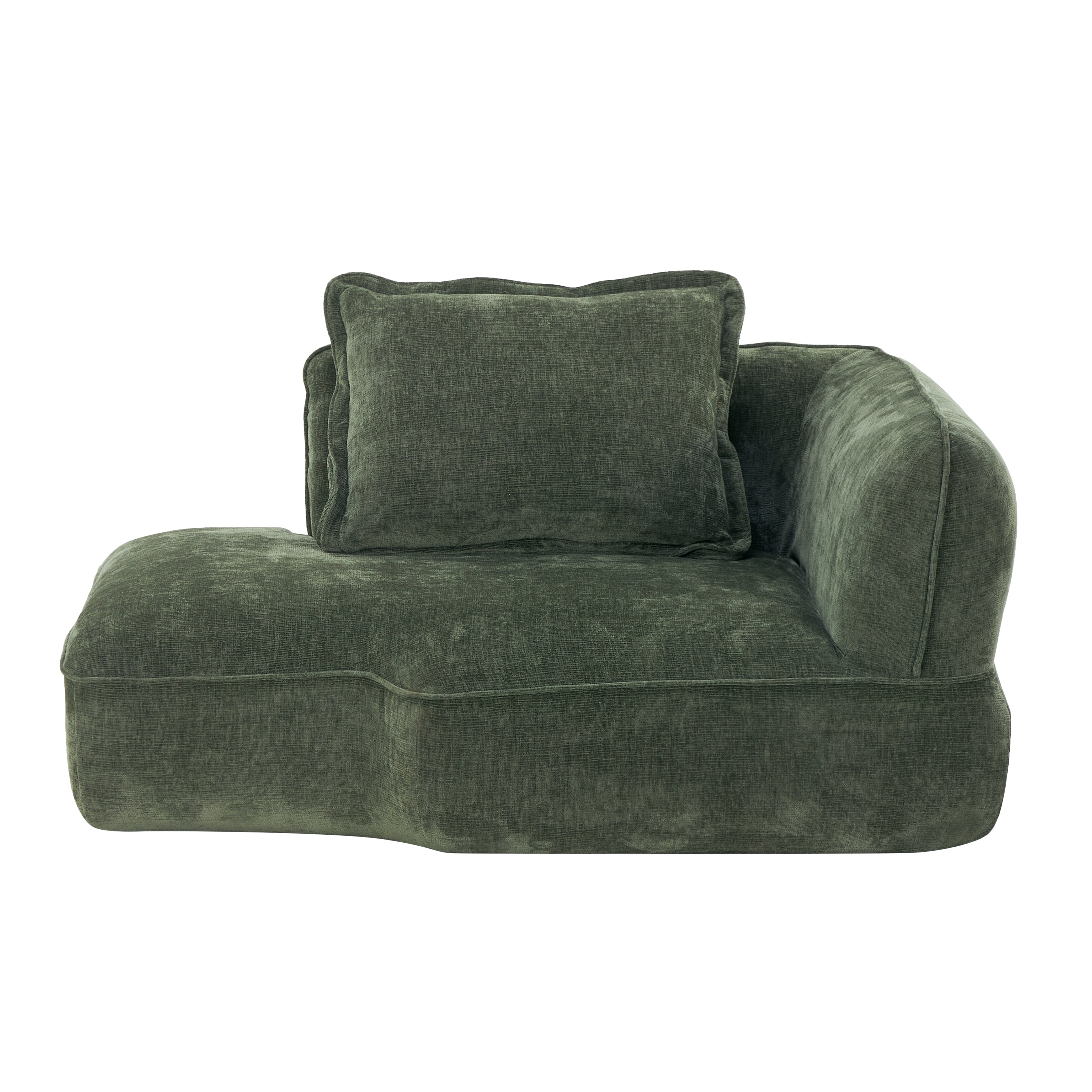 Sectional Sofa L-Shape Deep Seat Polyester Green 4 Seat 121 In