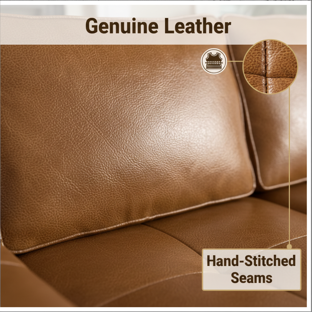 Sectional Sofa L-Shaped Modular Brown Faux Leather with Chaise
