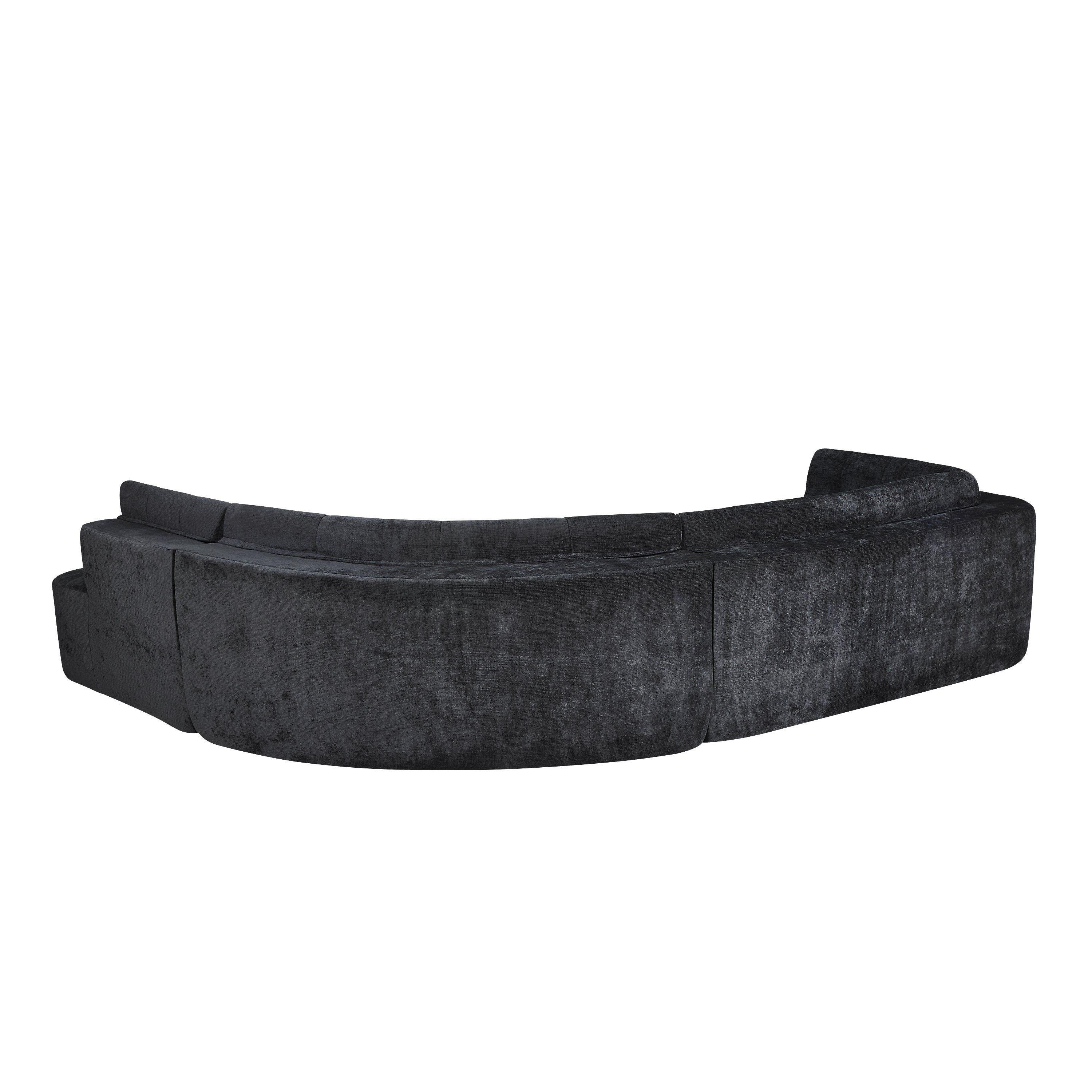 Sectional Sofa Curved L-Shape Chenille Gray 4 Seat 119 In Tufted