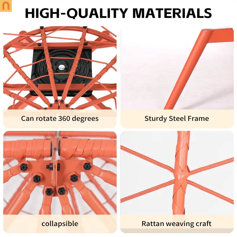Chair Egg Style Swivel Rattan Outdoor Lounge with Removable Cushions