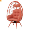 Chair Egg Style Swivel Rattan Outdoor Lounge with Removable Cushions