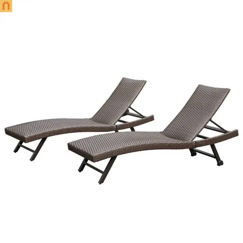 Chaise Lounge Set 2-piece Aluminum Wicker Outdoor