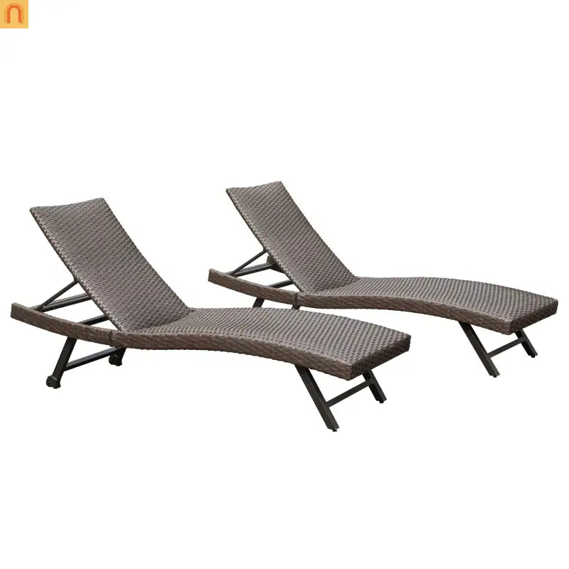 Chaise Lounge Set 2-piece Aluminum Wicker Outdoor