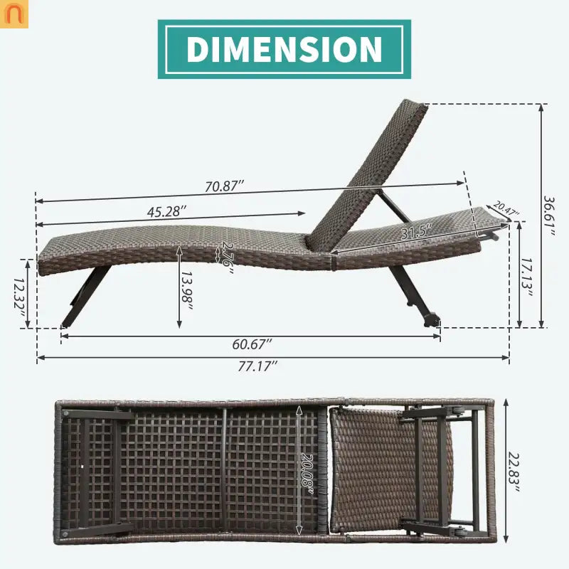 Chaise Lounge Set 2-piece Aluminum Wicker Outdoor