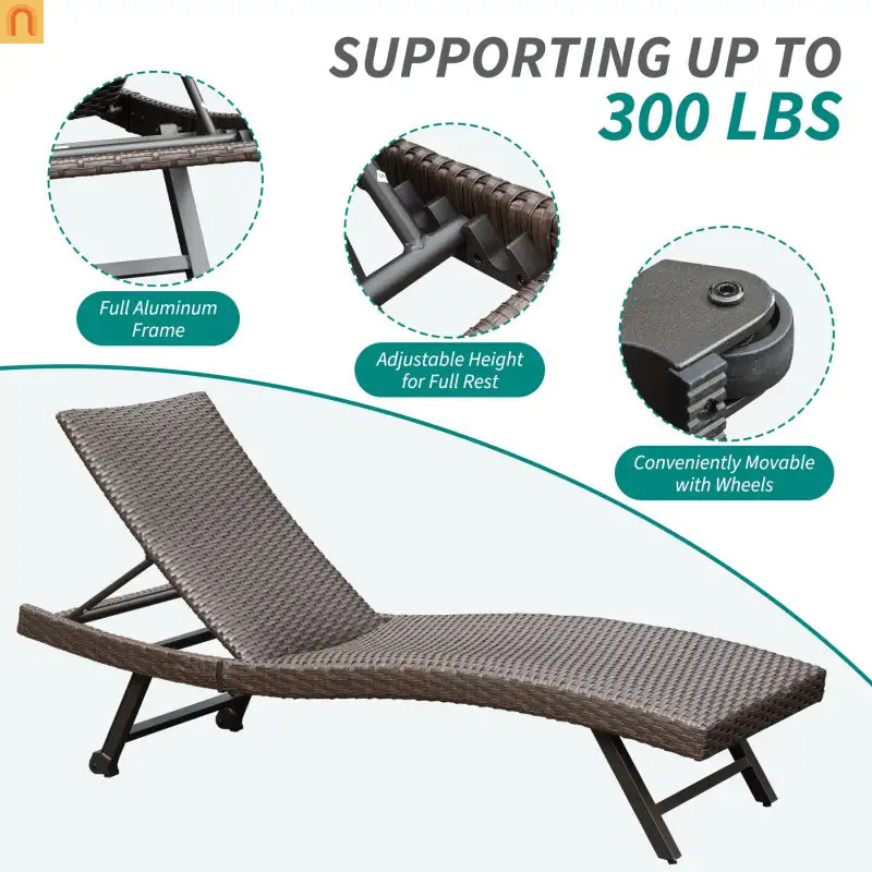 Chaise Lounge Set 2-piece Aluminum Wicker Outdoor