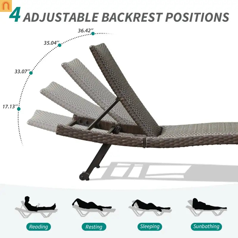 Chaise Lounge Set 2-piece Aluminum Wicker Outdoor