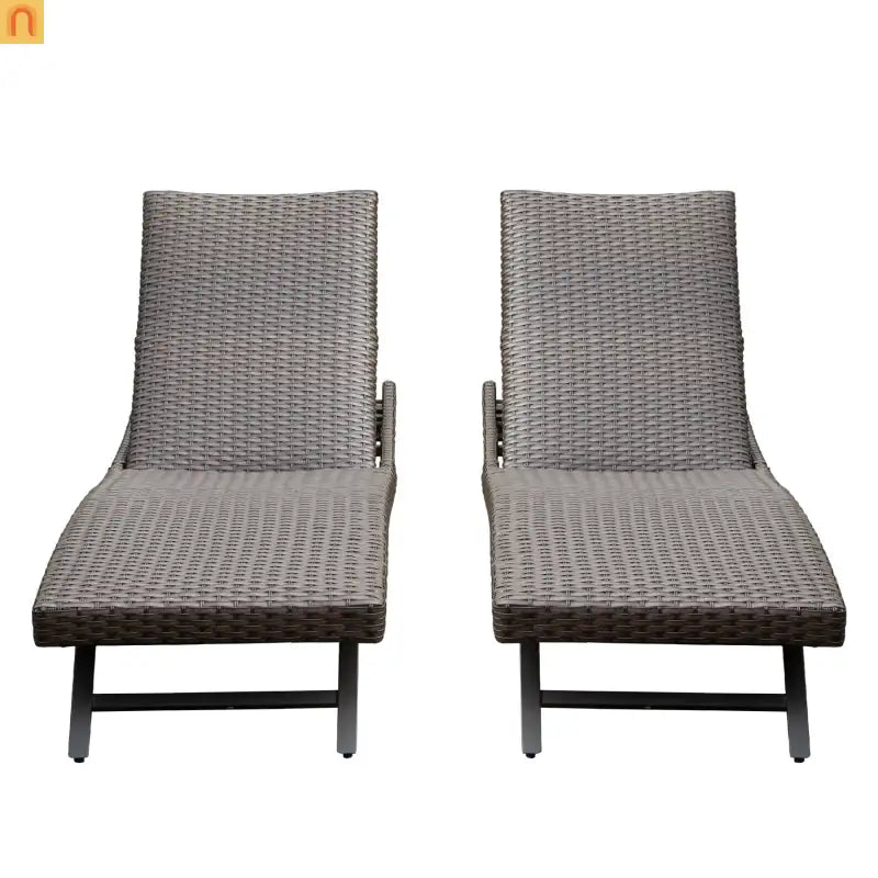 Chaise Lounge Set 2-piece Aluminum Wicker Outdoor