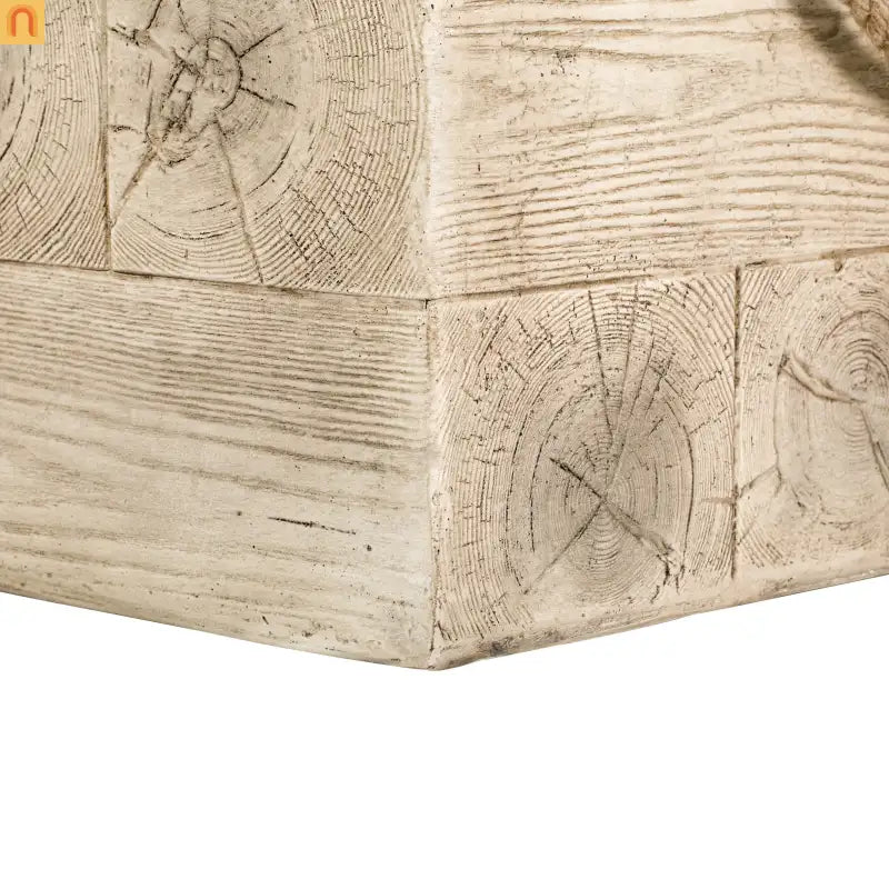 Coffee Table Retro Square Outdoor Wood Grain Mgo End Table with Braided Cord