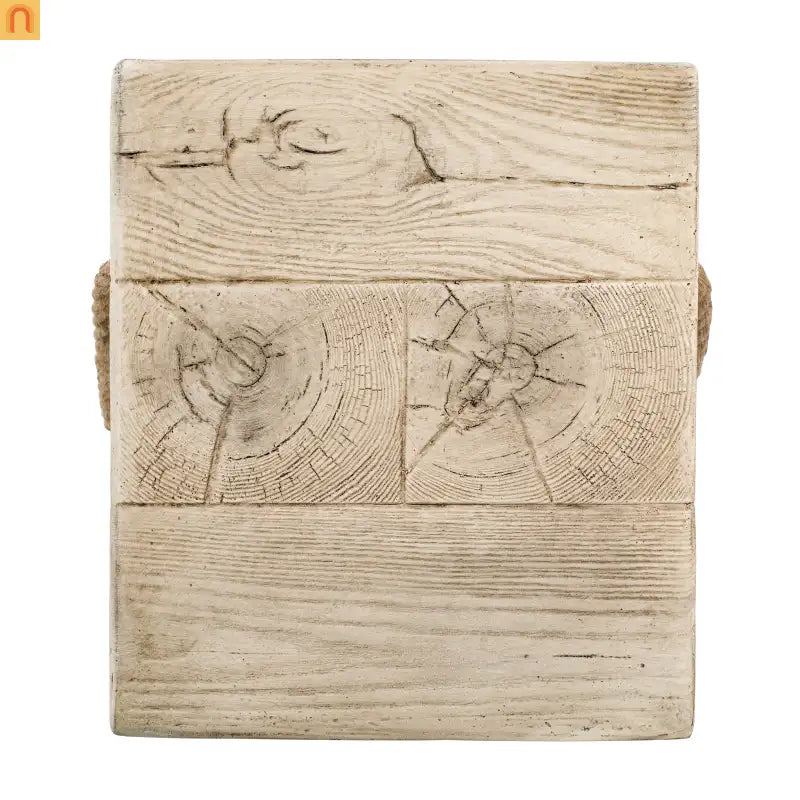 Coffee Table Retro Square Outdoor Wood Grain Mgo End Table with Braided Cord