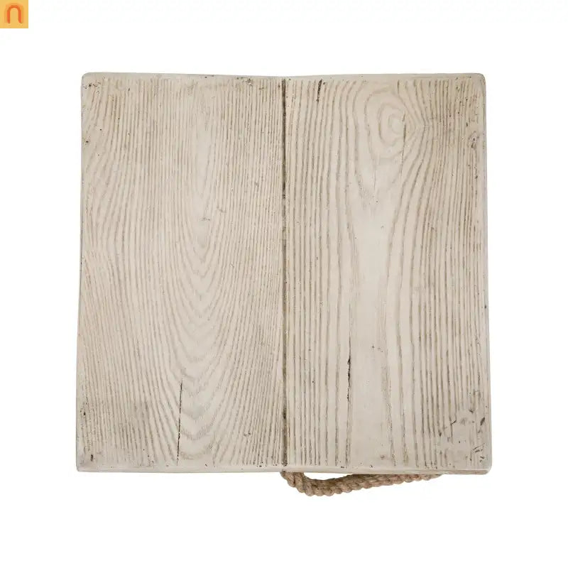 Coffee Table Retro Square Outdoor Wood Grain Mgo End Table with Braided Cord