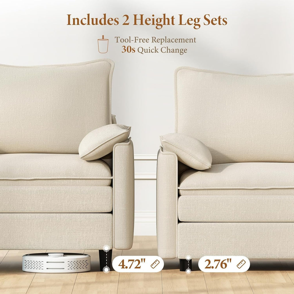 Comfy 108 Inch Modular Sectional Sofa With Ottoman