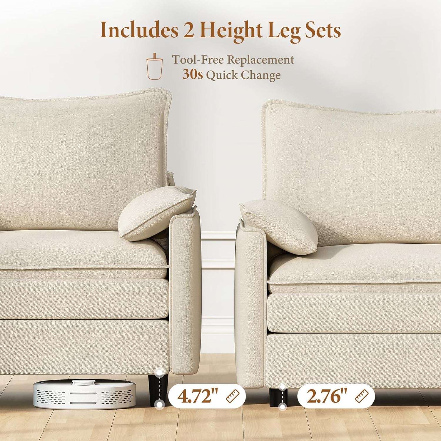 Comfy 108 Inch Modular Sectional Sofa With Ottoman