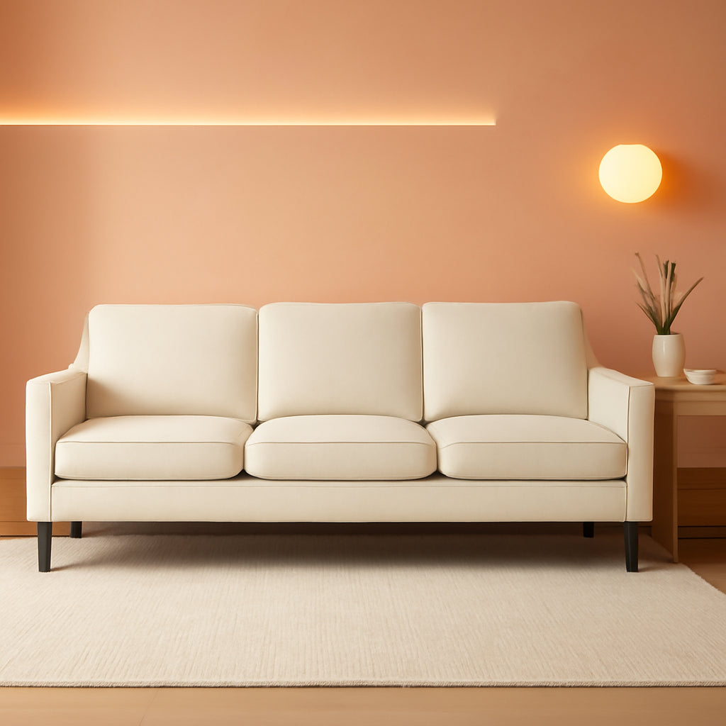 Comfy Mid Century Modern Beige Sofa for Small Spaces