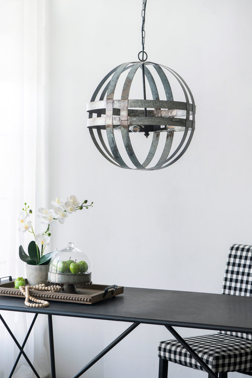Chandelier 4-Light Galvanized Hanging Adjustable Chain Dining Room
