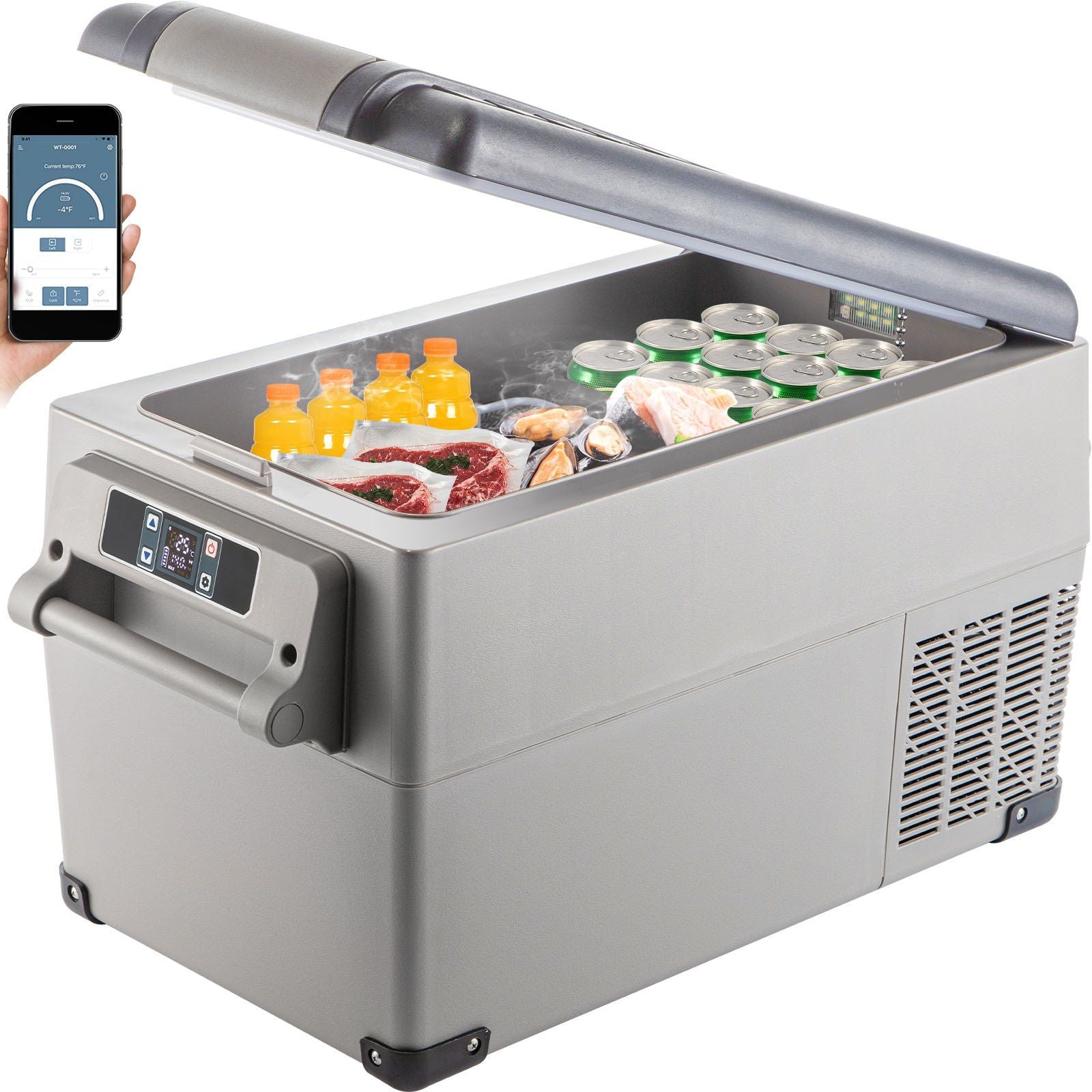 Portable Refrigerator 37 Quart(35 Liter),12 Volt Refrigerator App Control(-4°F~68°F), Car Refrigerator Dual Zone with 12/24v DC & 110-240v AC for Camping, Travel, Fishing, Outdoor or Home Use