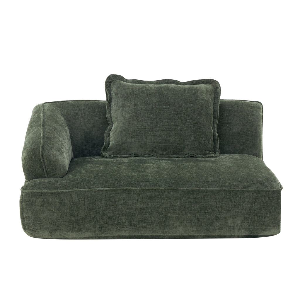 Sectional Sofa L-Shape Deep Seat Polyester Green 4 Seat 121 In
