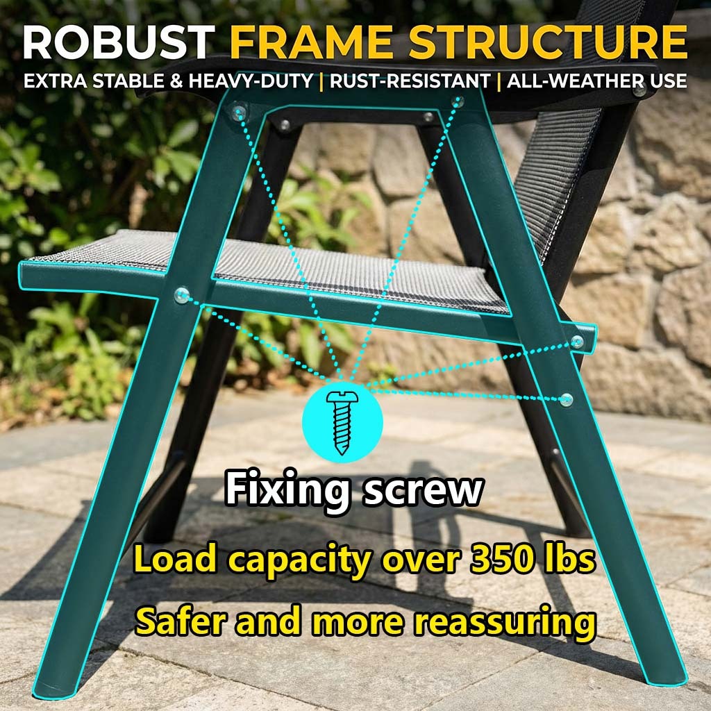 Outdoor Dining Set Metal Black 5 Piece Square Table 4 Folding Chairs Seats 4