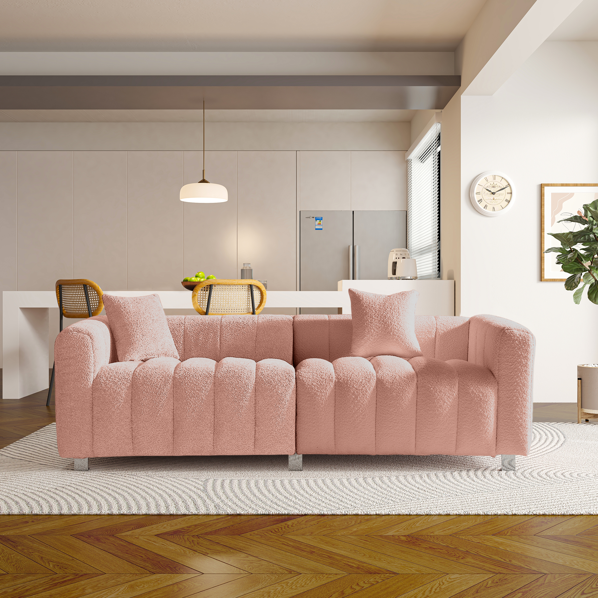 Sofa Bubble Tufted Velvet with Metal Base 83 Inch