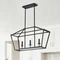 Chandelier Industrial Linear 3-Light Matte Black Metal Pendant Kitchen