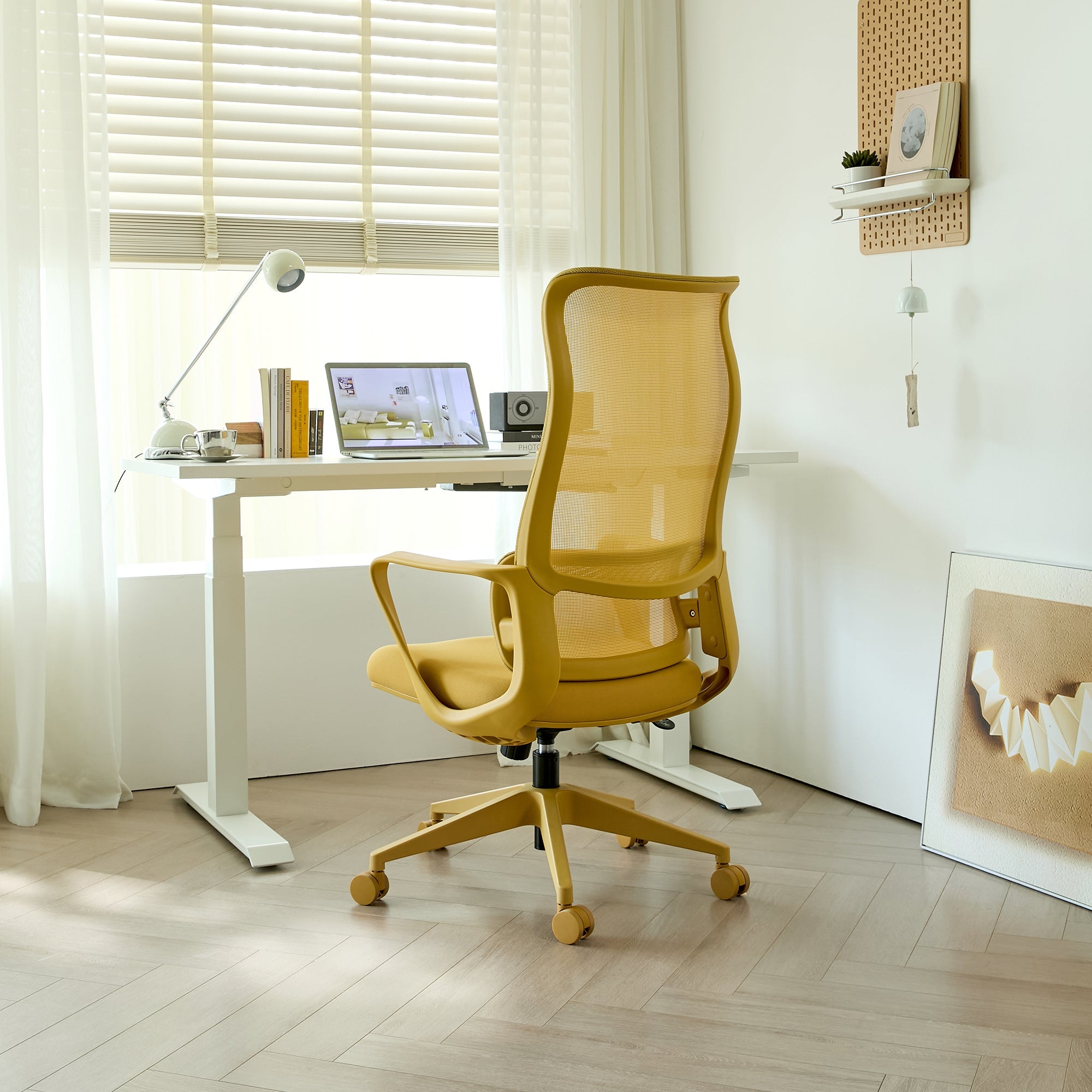 Ergonomic Office Chair Mesh High-Back Yellow 350 LB Lumbar Support Swivel